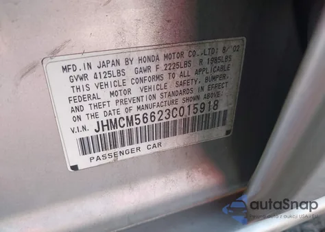 2003 Honda Accord 2.4 Ex z USA, uszkodzony, nr VIN JHMCM56623C015918